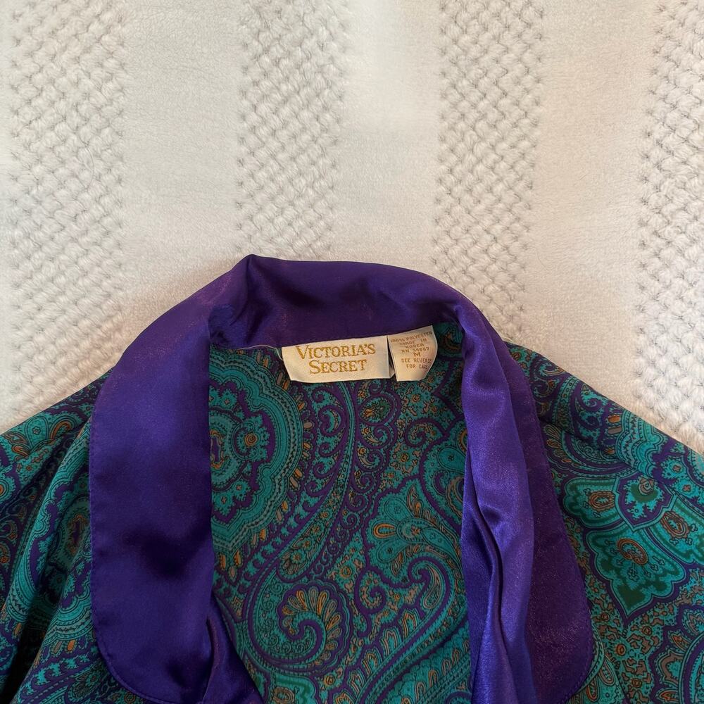 vintage victoria secret gold label satin paisley robe size medium M - Picture 4 of 4